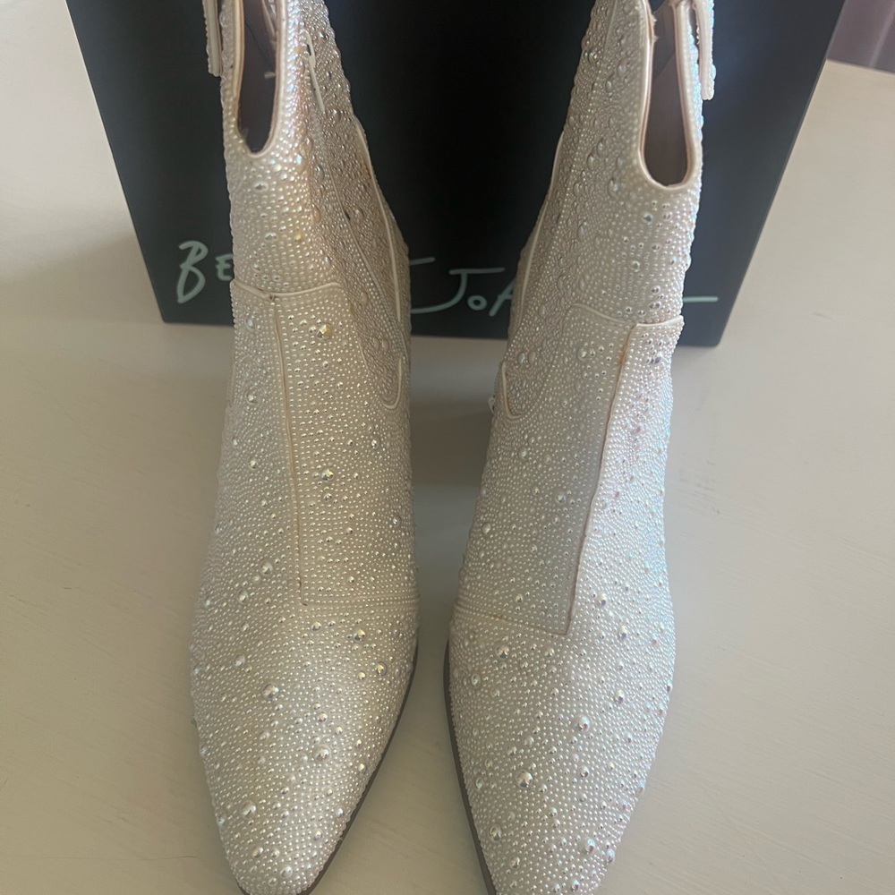 Blue by Betsey Johnson Diva Pearl Embellished Western Booties